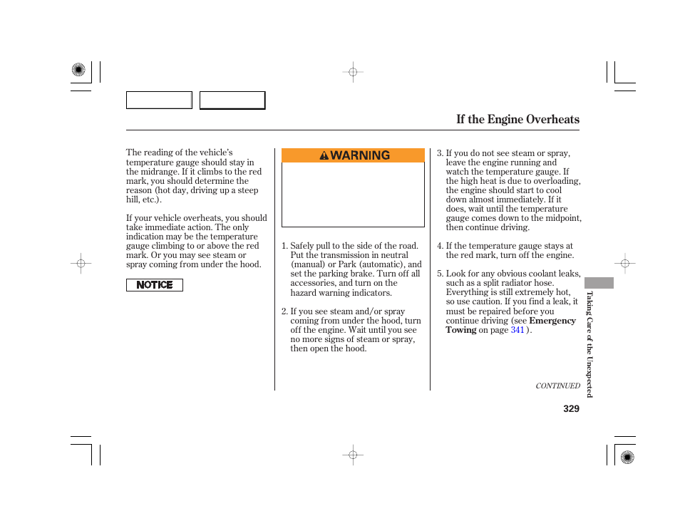 If the engine overheats | Acura 2007 TSX - Owner's Manual User Manual | Page 332 / 379