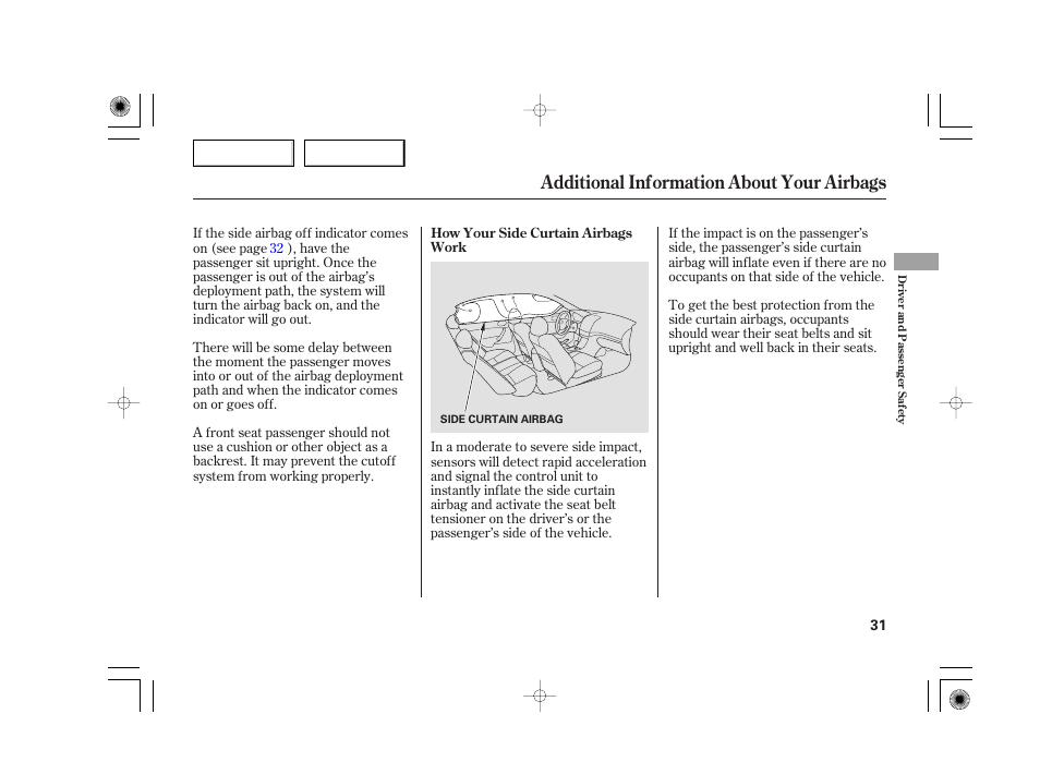 Additional information about your airbags | Acura 2007 TSX - Owner's Manual User Manual | Page 34 / 379