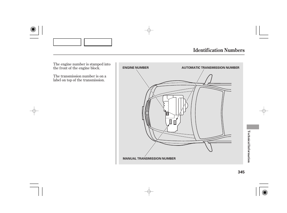 Identification numbers | Acura 2007 TSX - Owner's Manual User Manual | Page 348 / 379