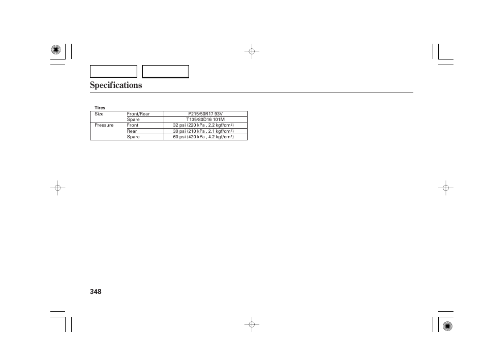 Specifications | Acura 2007 TSX - Owner's Manual User Manual | Page 351 / 379