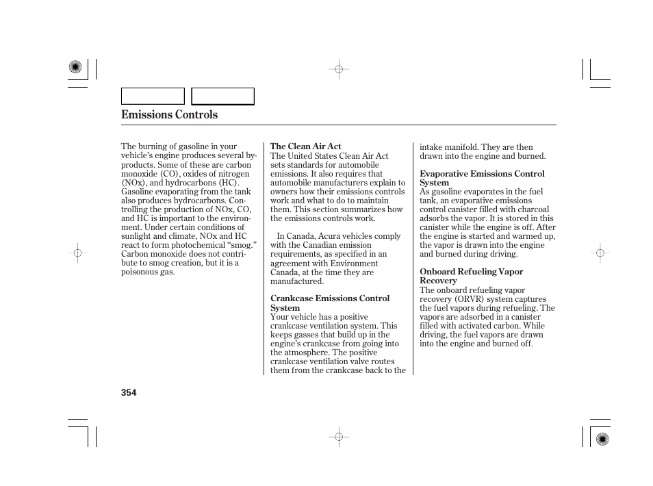 Emissions controls | Acura 2007 TSX - Owner's Manual User Manual | Page 357 / 379