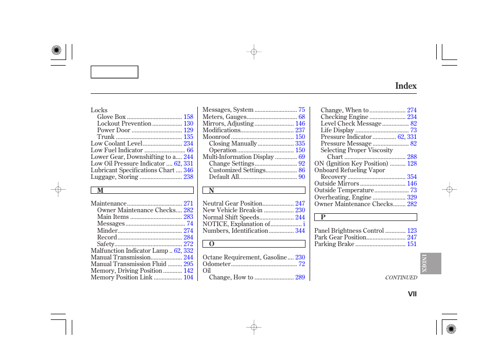 Index | Acura 2007 TSX - Owner's Manual User Manual | Page 374 / 379