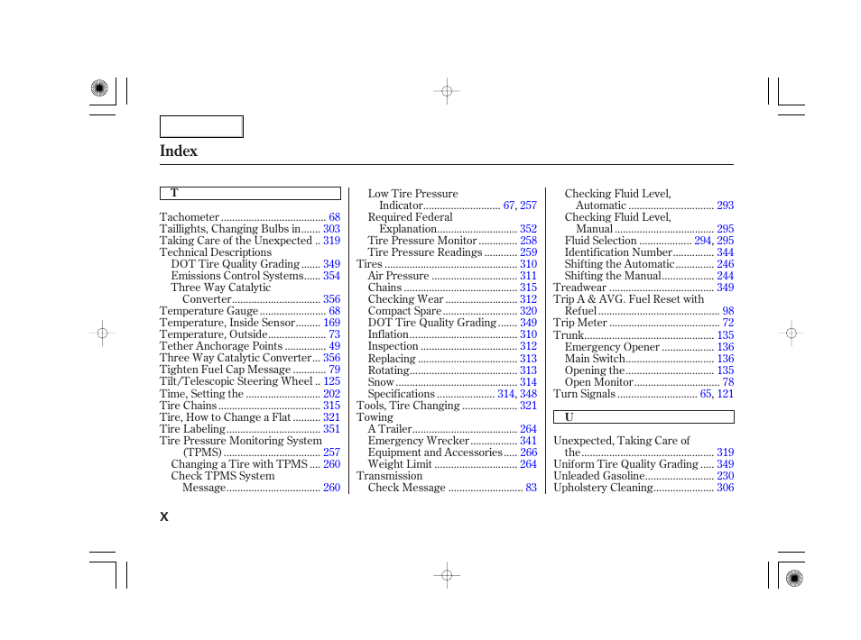 Index | Acura 2007 TSX - Owner's Manual User Manual | Page 377 / 379