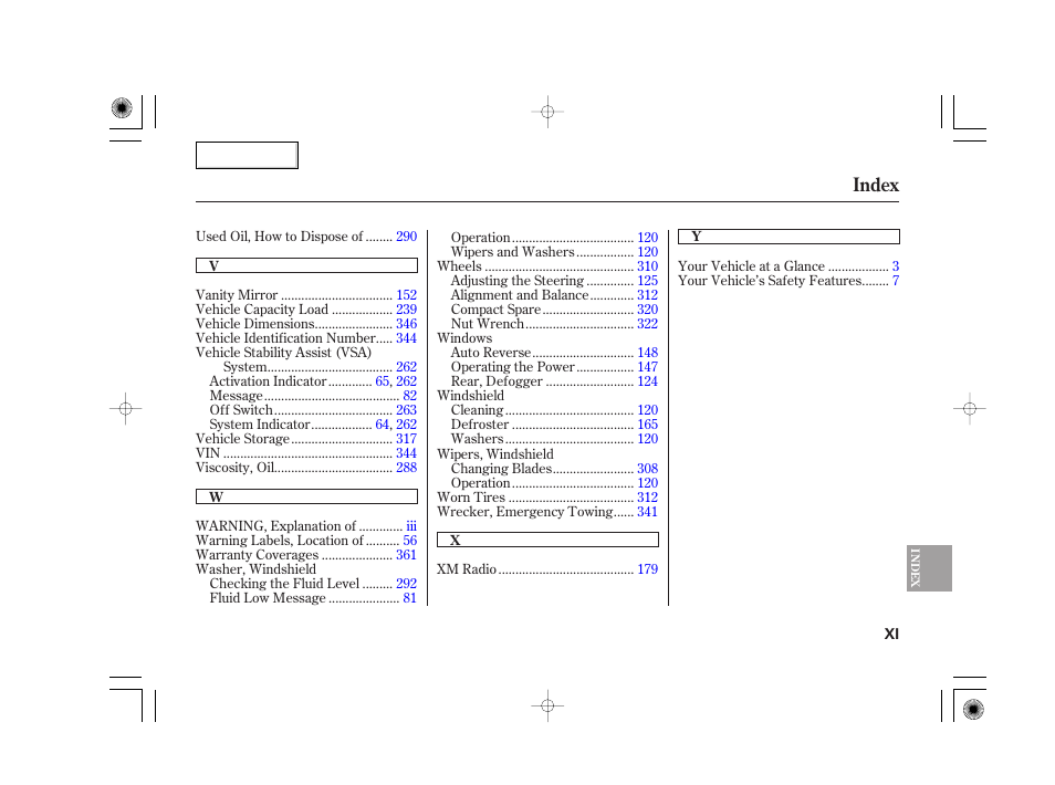 Index | Acura 2007 TSX - Owner's Manual User Manual | Page 378 / 379