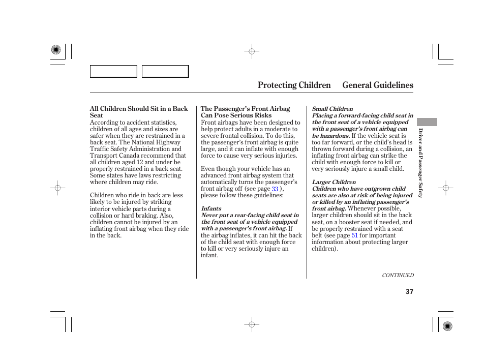 Protecting children general guidelines | Acura 2007 TSX - Owner's Manual User Manual | Page 40 / 379