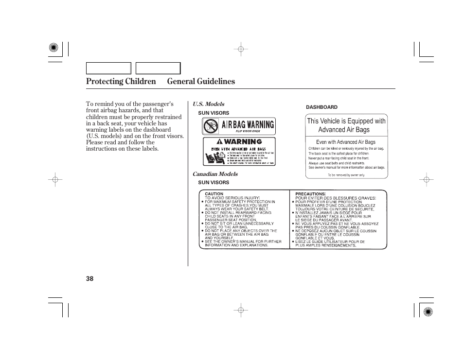 Protecting children general guidelines | Acura 2007 TSX - Owner's Manual User Manual | Page 41 / 379