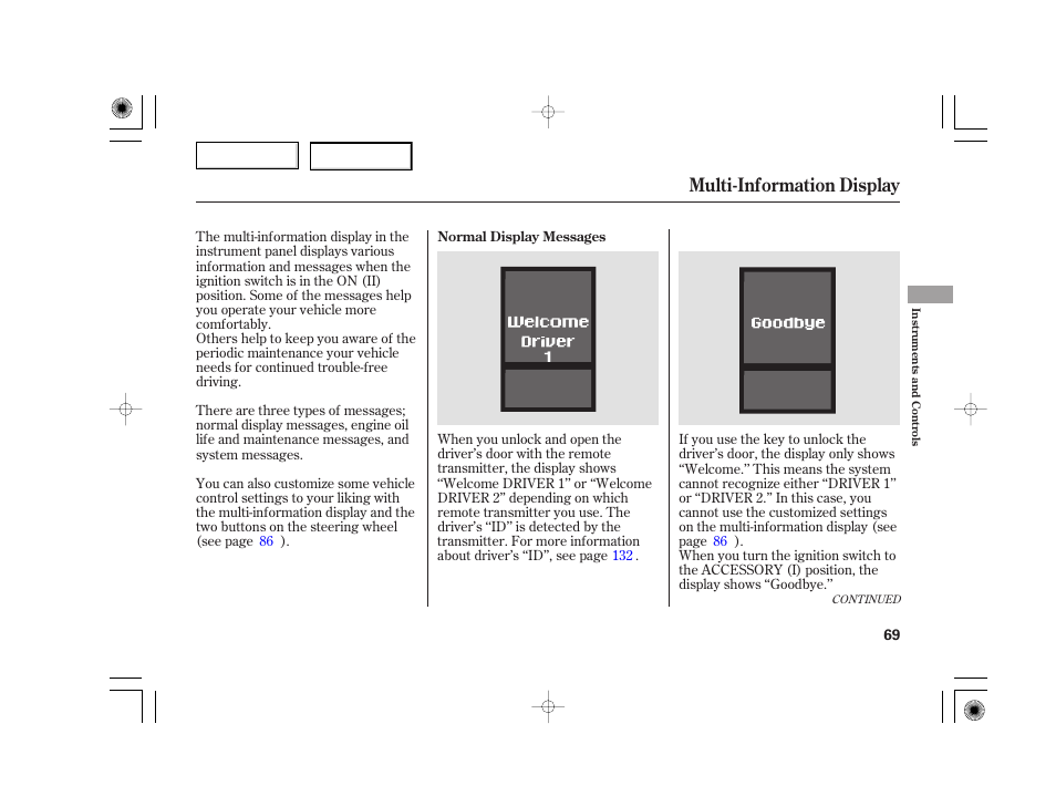 Multi-information display | Acura 2007 TSX - Owner's Manual User Manual | Page 72 / 379