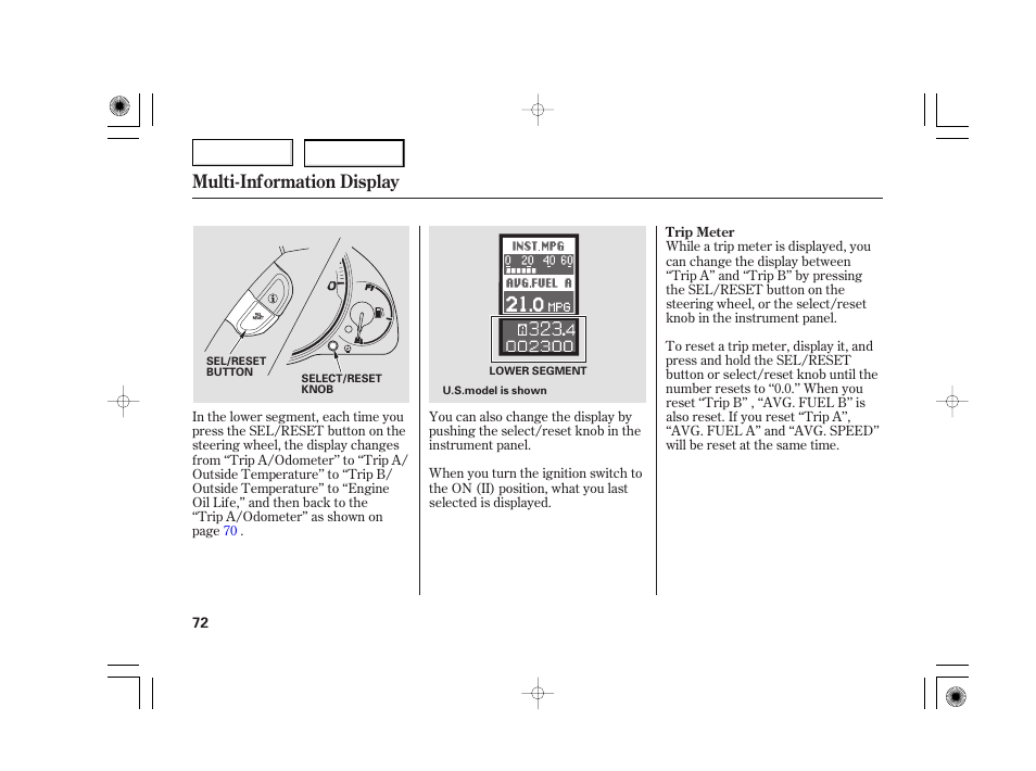 Multi-information display | Acura 2007 TSX - Owner's Manual User Manual | Page 75 / 379