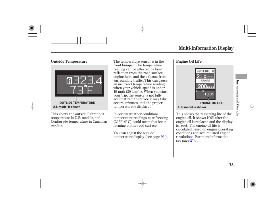 Multi-information display | Acura 2007 TSX - Owner's Manual User Manual | Page 76 / 379