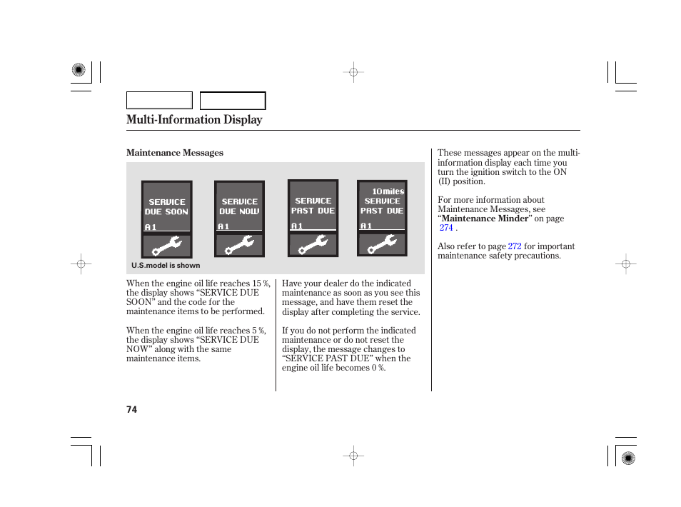 Multi-information display | Acura 2007 TSX - Owner's Manual User Manual | Page 77 / 379