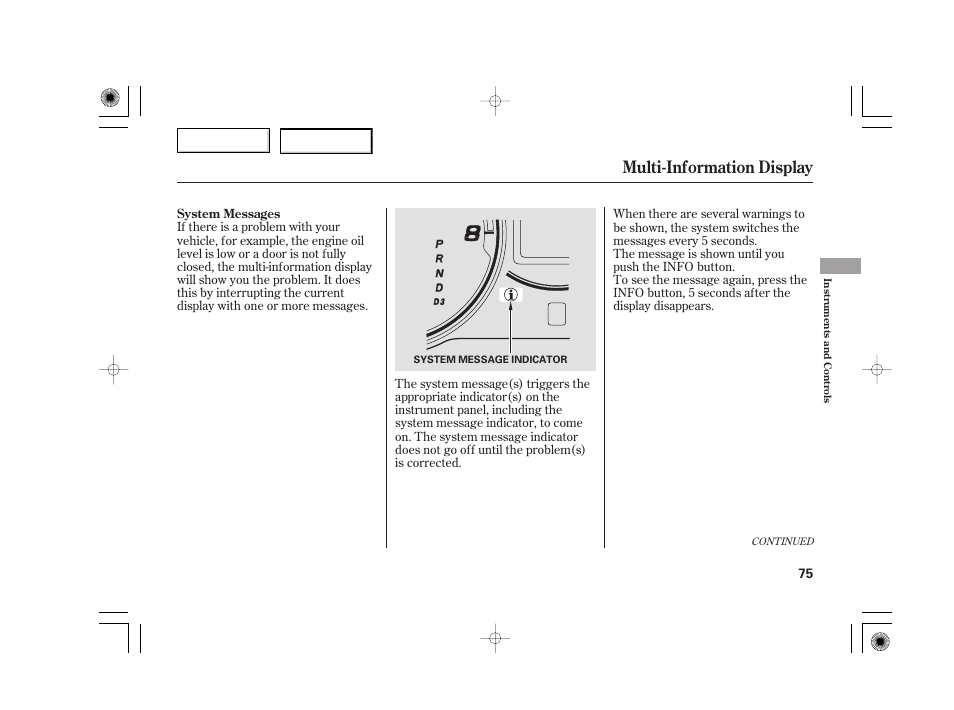 Multi-information display | Acura 2007 TSX - Owner's Manual User Manual | Page 78 / 379