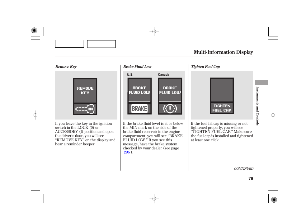 Multi-information display | Acura 2007 TSX - Owner's Manual User Manual | Page 82 / 379