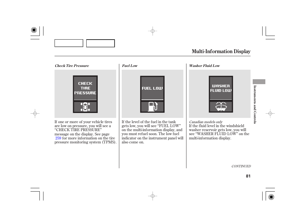 Multi-information display | Acura 2007 TSX - Owner's Manual User Manual | Page 84 / 379