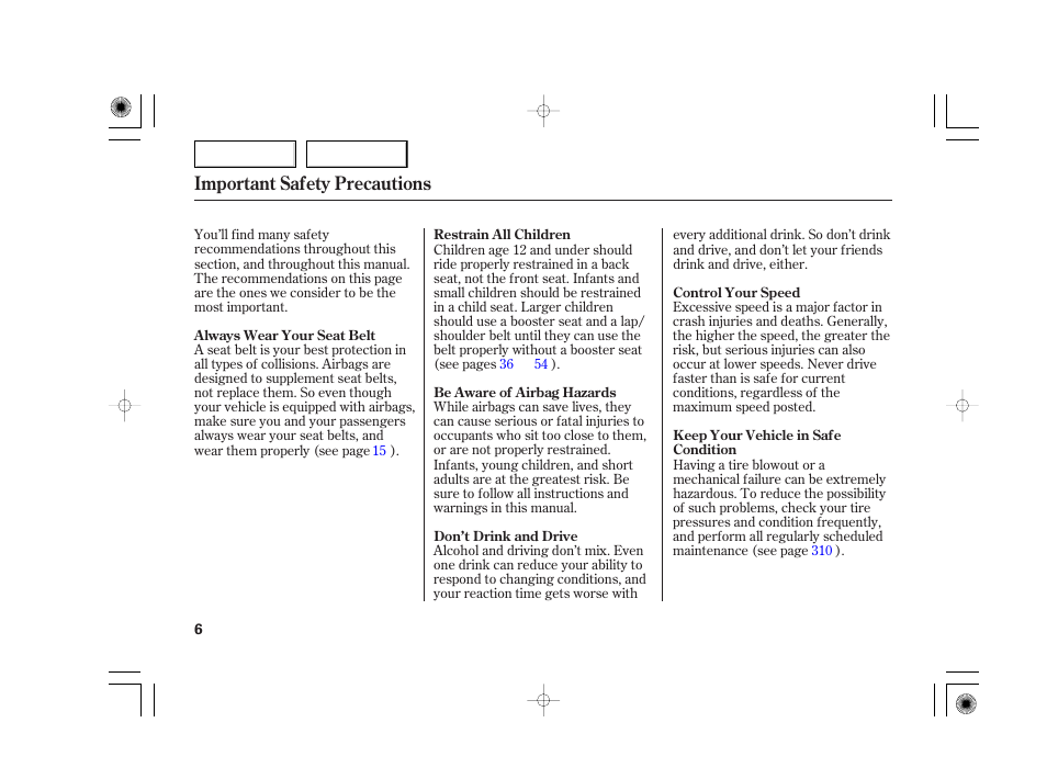 Important safety precautions | Acura 2007 TSX - Owner's Manual User Manual | Page 9 / 379