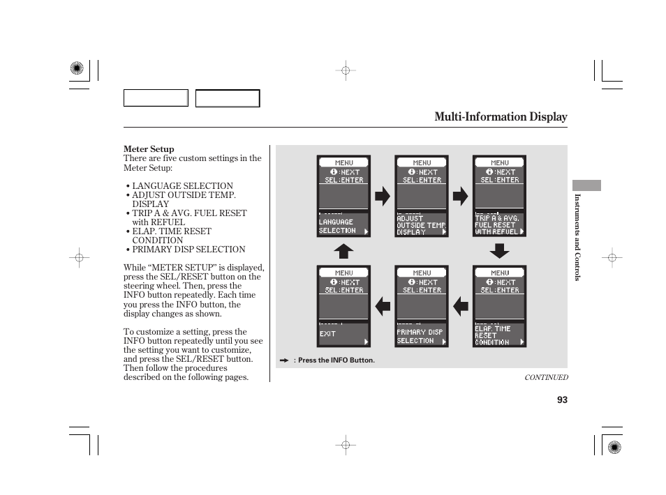 Multi-information display | Acura 2007 TSX - Owner's Manual User Manual | Page 96 / 379