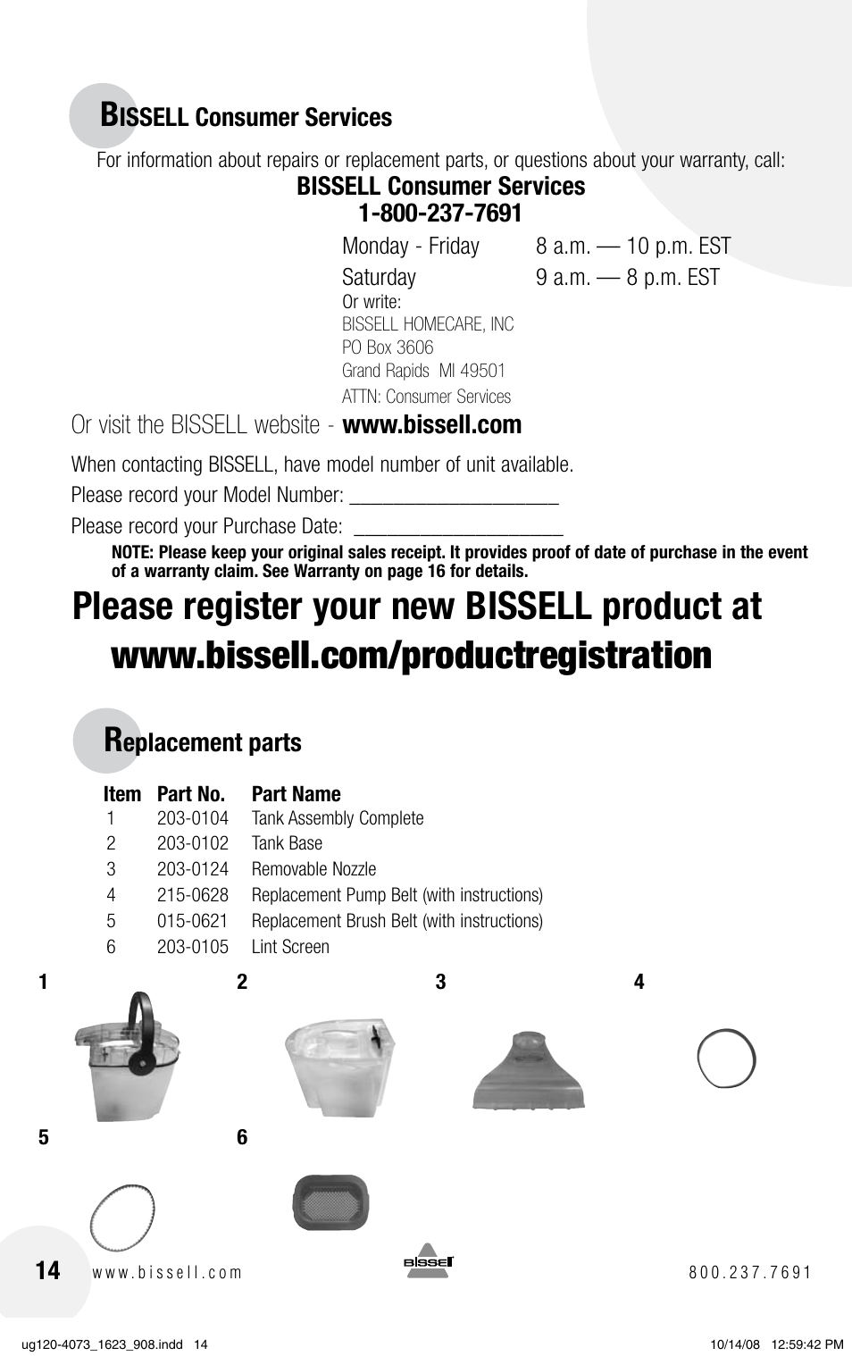 Bissell POWERSTEAMER 1623 User Manual | Page 14 / 16