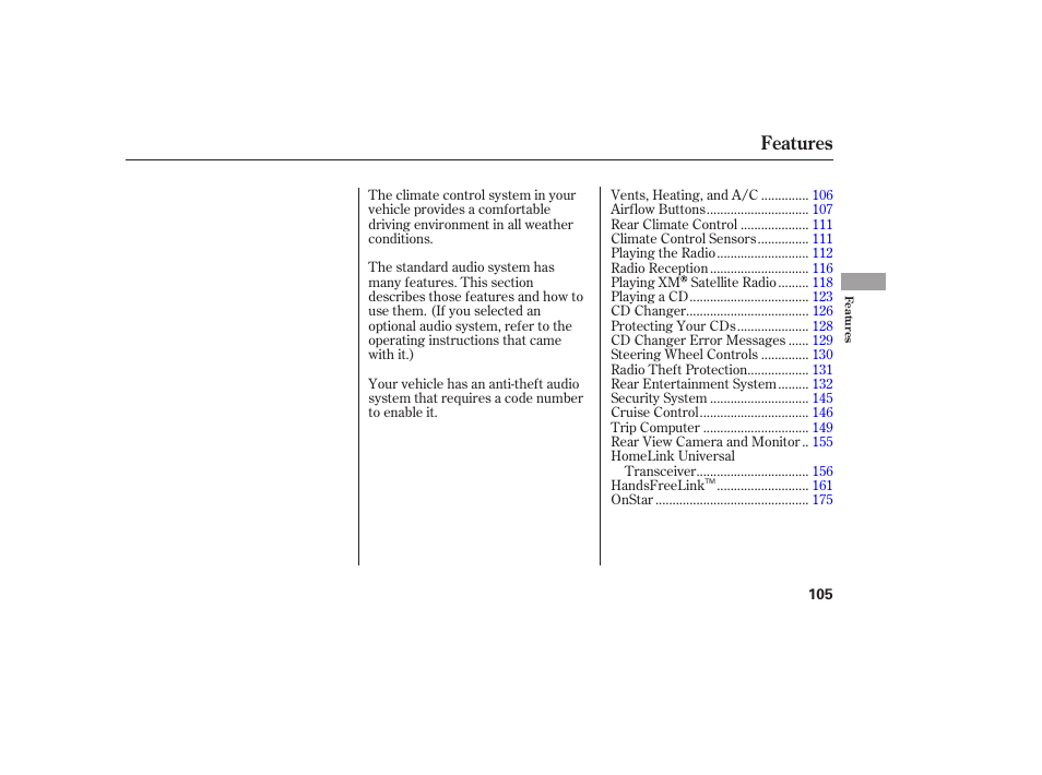 Features | Acura 2006 MDX - Owner's Manual User Manual | Page 106 / 311