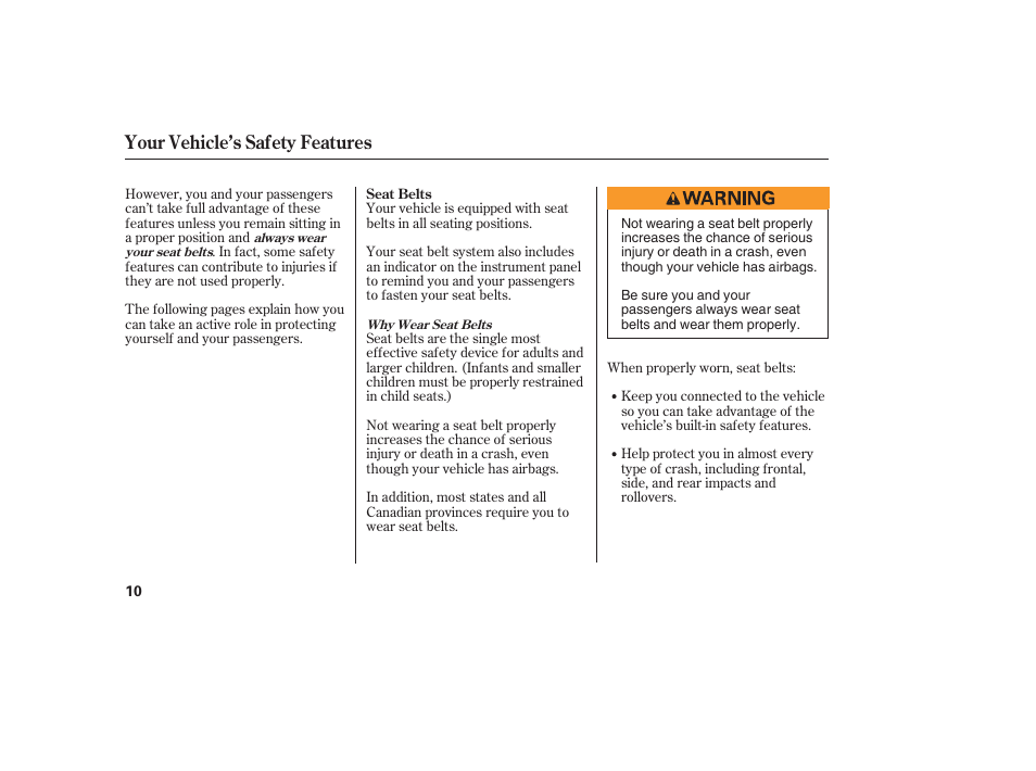 Your vehicle’s safety features | Acura 2006 MDX - Owner's Manual User Manual | Page 11 / 311