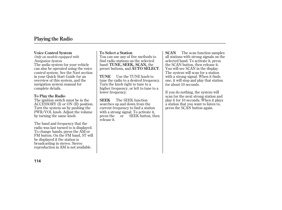 Playing the radio | Acura 2006 MDX - Owner's Manual User Manual | Page 115 / 311