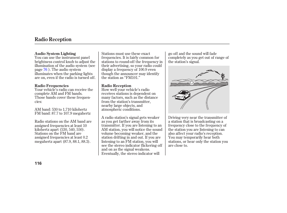 Radio reception | Acura 2006 MDX - Owner's Manual User Manual | Page 117 / 311