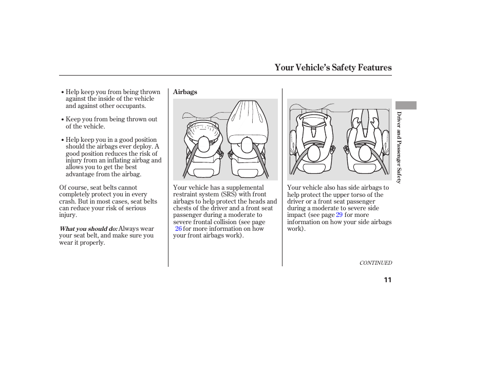 Your vehicle’s safety features | Acura 2006 MDX - Owner's Manual User Manual | Page 12 / 311