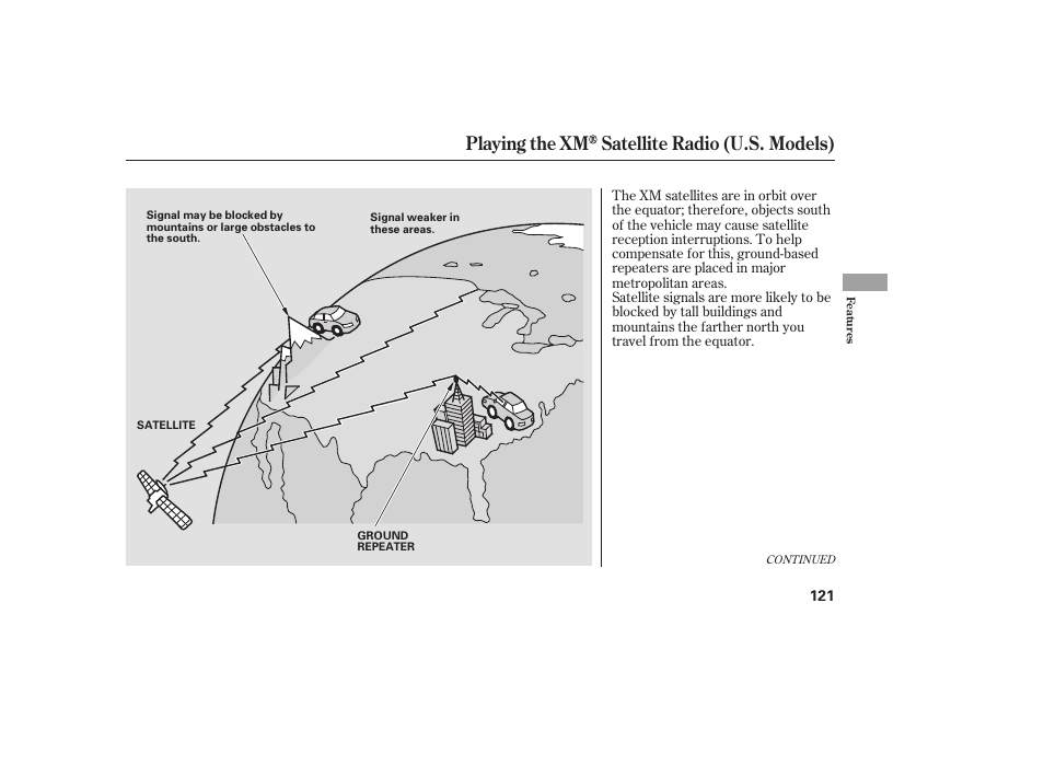 Playing the xm satellite radio (u.s. models) | Acura 2006 MDX - Owner's Manual User Manual | Page 122 / 311