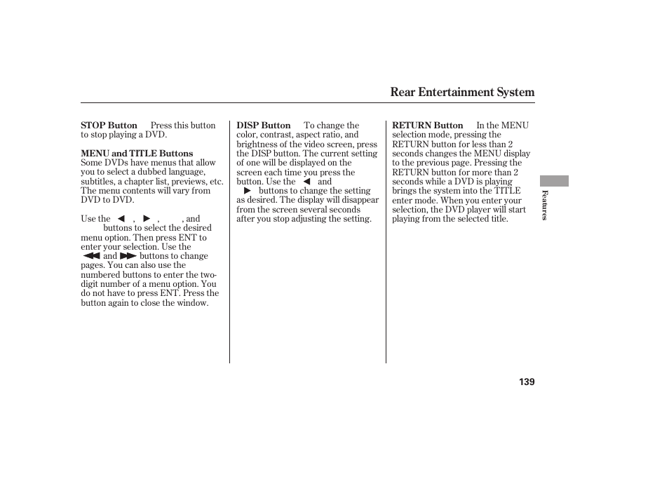Rear entertainment system | Acura 2006 MDX - Owner's Manual User Manual | Page 140 / 311