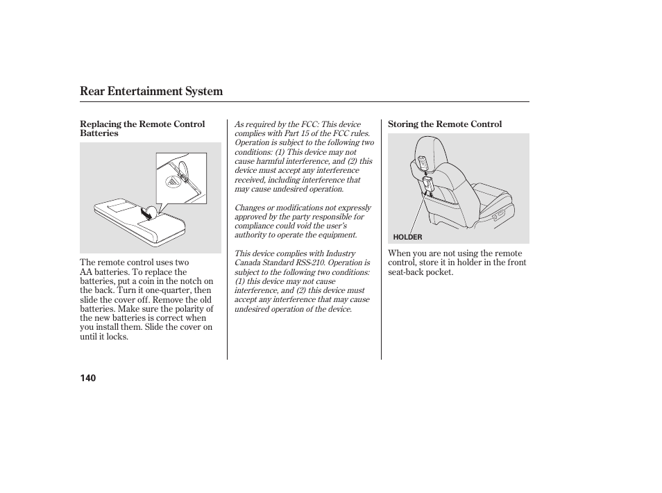 Rear entertainment system | Acura 2006 MDX - Owner's Manual User Manual | Page 141 / 311