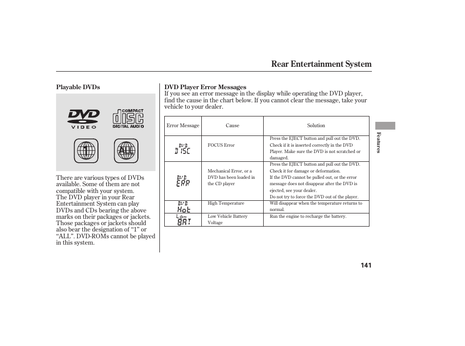 Rear entertainment system | Acura 2006 MDX - Owner's Manual User Manual | Page 142 / 311