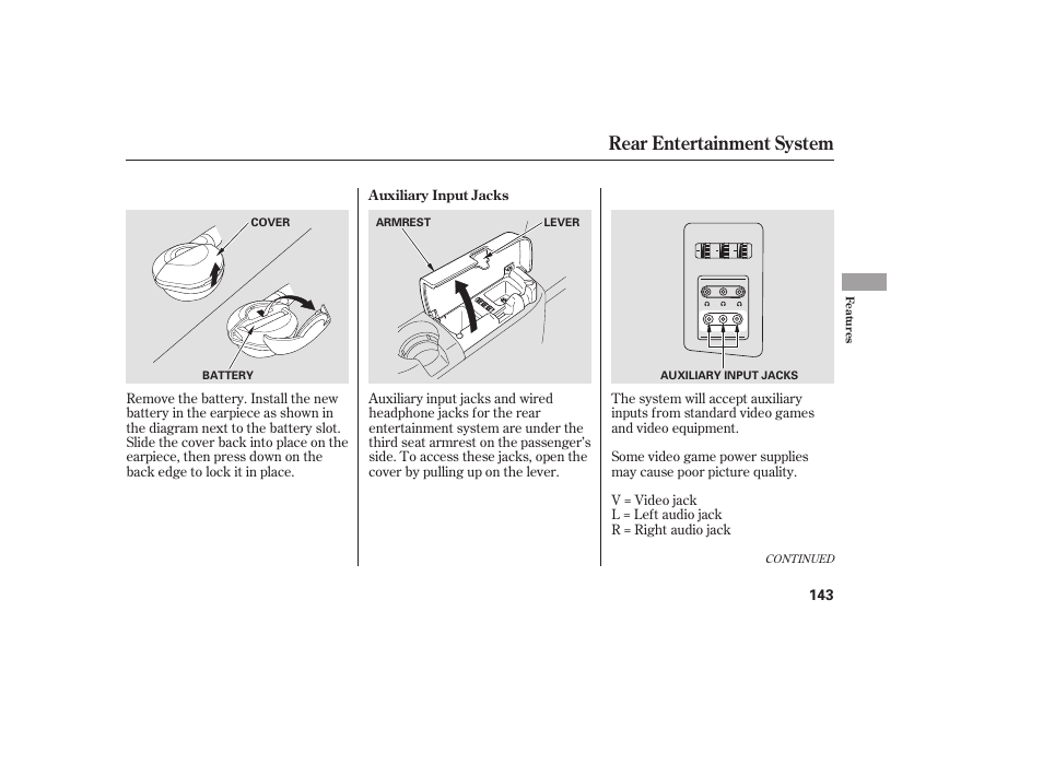 Rear entertainment system | Acura 2006 MDX - Owner's Manual User Manual | Page 144 / 311