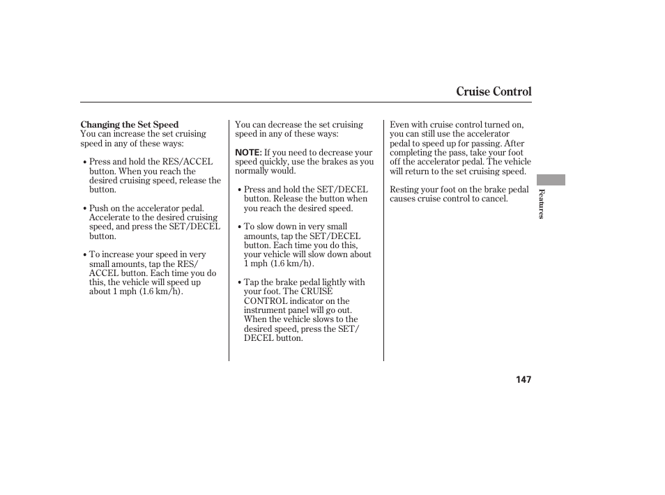 Cruise control | Acura 2006 MDX - Owner's Manual User Manual | Page 148 / 311