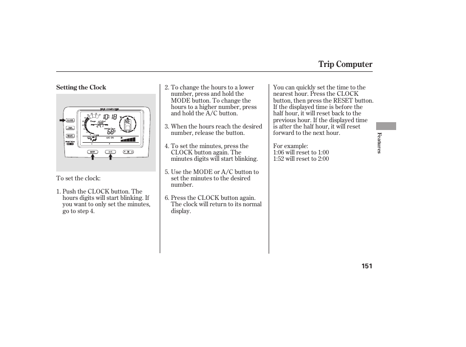 Trip computer | Acura 2006 MDX - Owner's Manual User Manual | Page 152 / 311