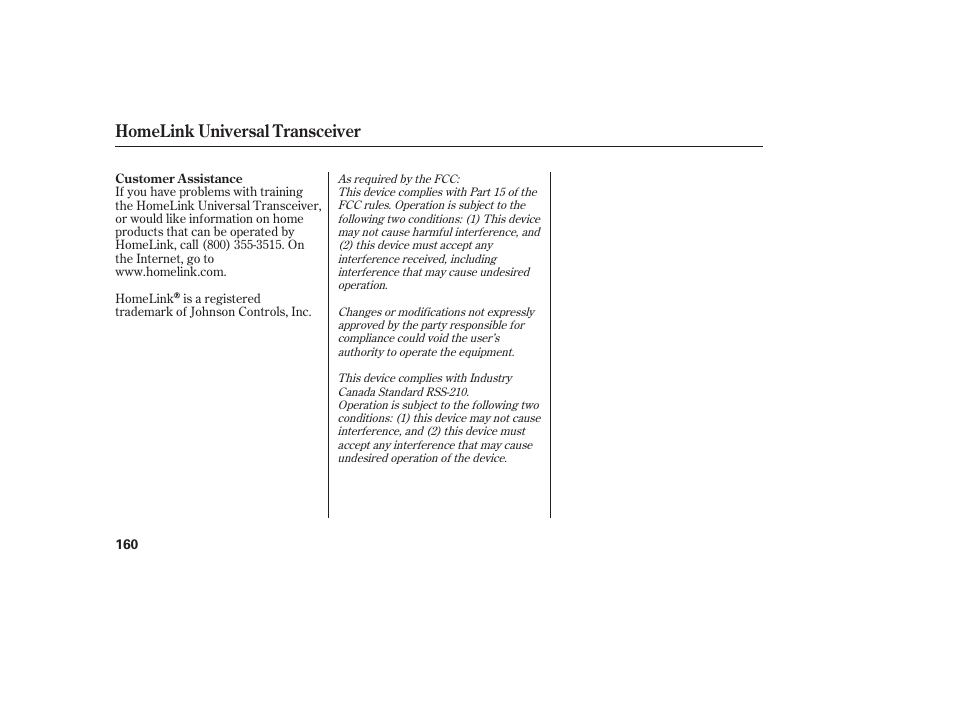Homelink universal transceiver | Acura 2006 MDX - Owner's Manual User Manual | Page 161 / 311