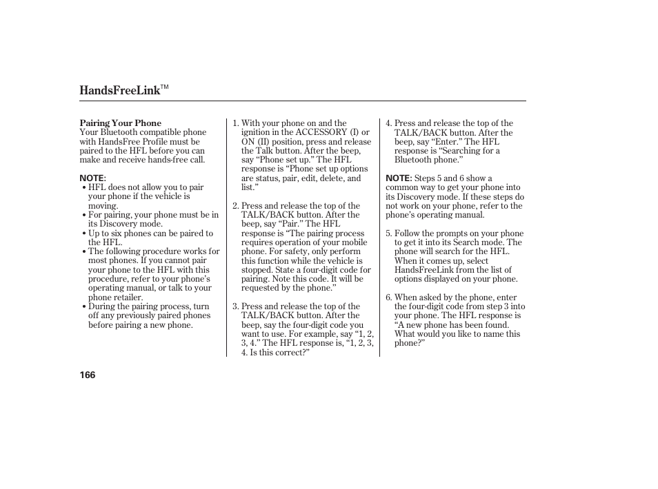 Handsfreelink | Acura 2006 MDX - Owner's Manual User Manual | Page 167 / 311