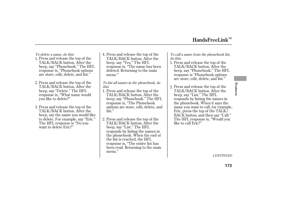 Handsfreelink | Acura 2006 MDX - Owner's Manual User Manual | Page 174 / 311