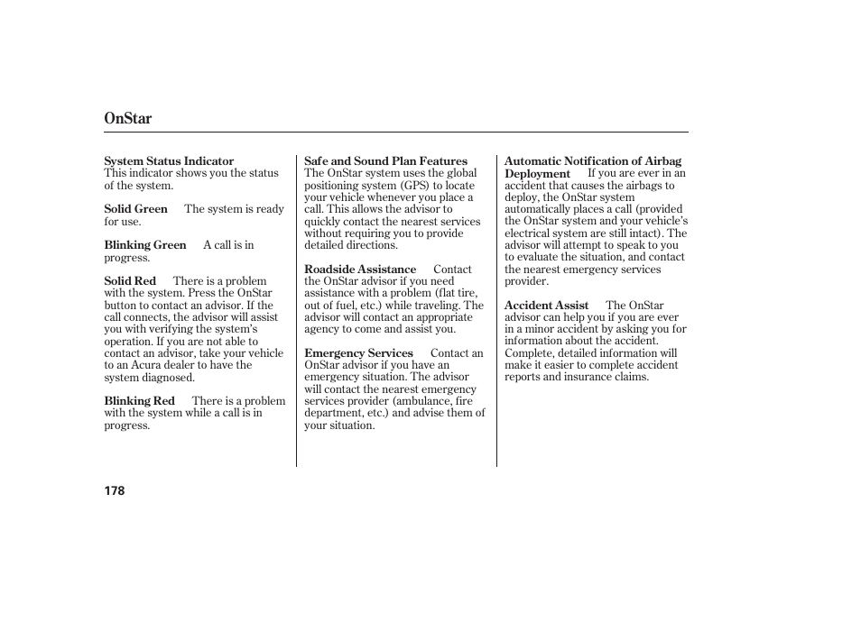 Onstar | Acura 2006 MDX - Owner's Manual User Manual | Page 179 / 311