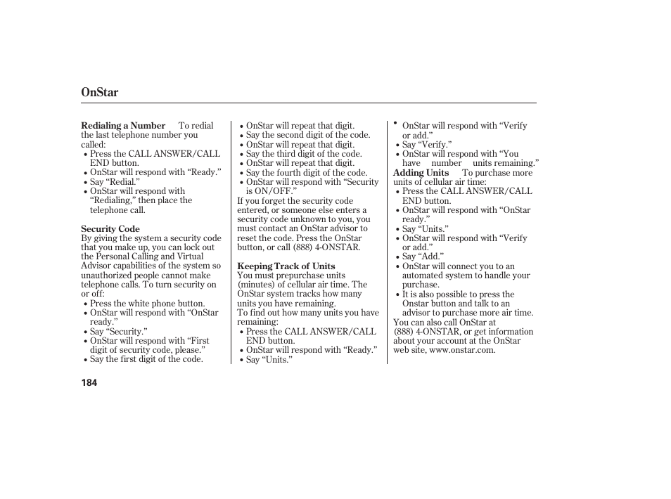 Onstar | Acura 2006 MDX - Owner's Manual User Manual | Page 185 / 311