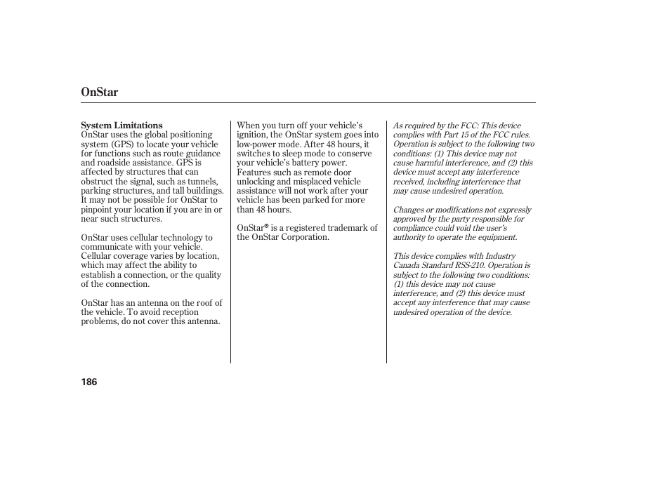 Onstar | Acura 2006 MDX - Owner's Manual User Manual | Page 187 / 311