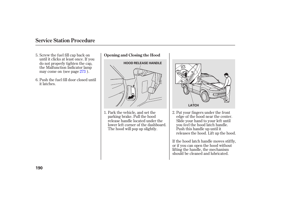 Service station procedure | Acura 2006 MDX - Owner's Manual User Manual | Page 191 / 311
