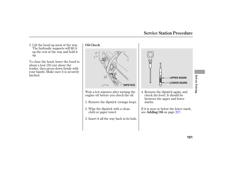 Service station procedure | Acura 2006 MDX - Owner's Manual User Manual | Page 192 / 311