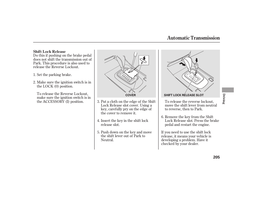 Automatic transmission | Acura 2006 MDX - Owner's Manual User Manual | Page 206 / 311