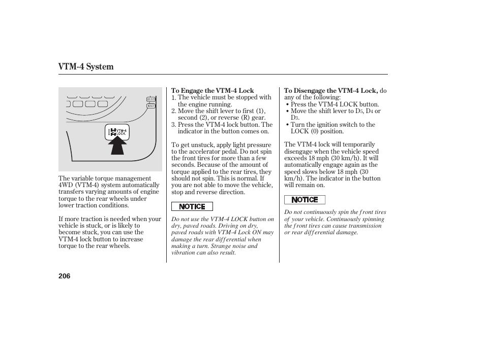 Vtm-4 system | Acura 2006 MDX - Owner's Manual User Manual | Page 207 / 311