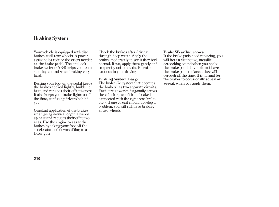 Braking system | Acura 2006 MDX - Owner's Manual User Manual | Page 211 / 311