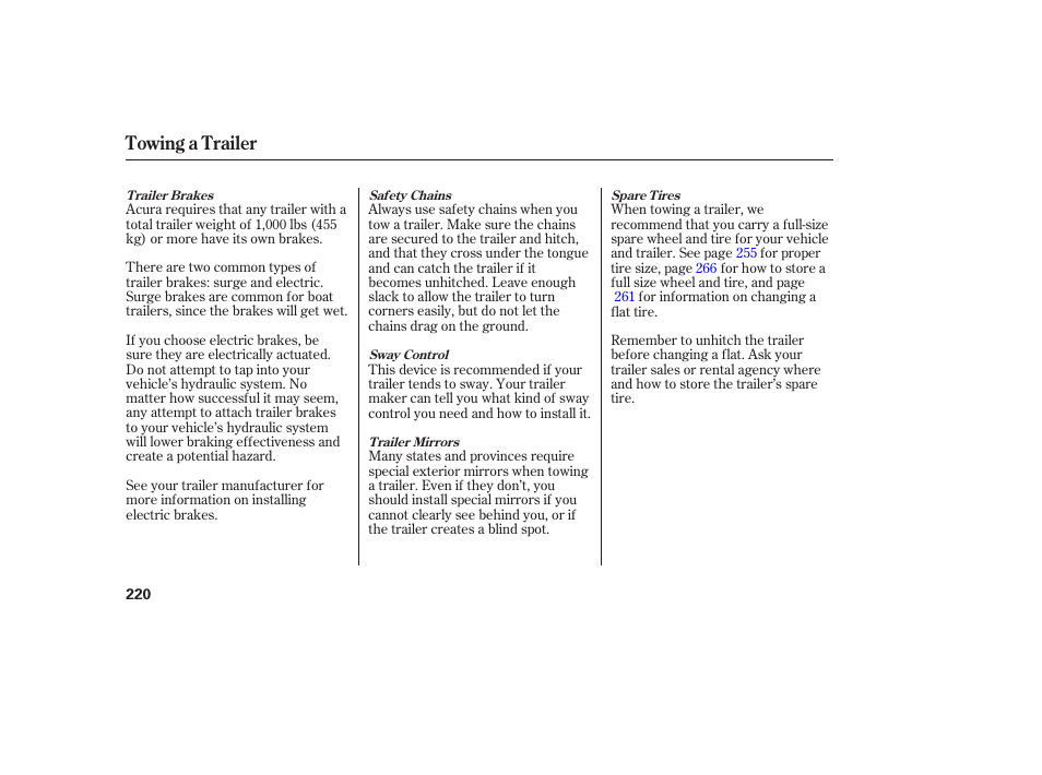 Towing a trailer | Acura 2006 MDX - Owner's Manual User Manual | Page 221 / 311