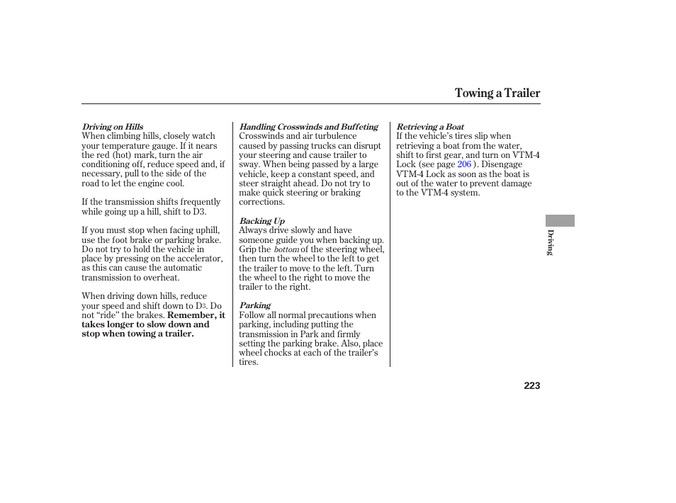 Towing a trailer | Acura 2006 MDX - Owner's Manual User Manual | Page 224 / 311