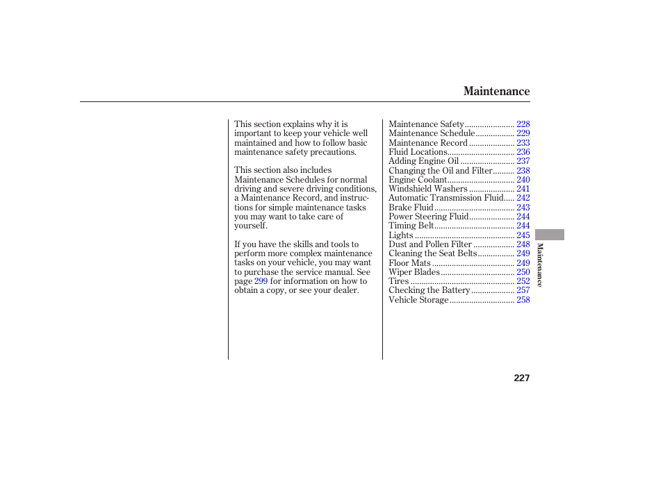 Maintenance | Acura 2006 MDX - Owner's Manual User Manual | Page 228 / 311