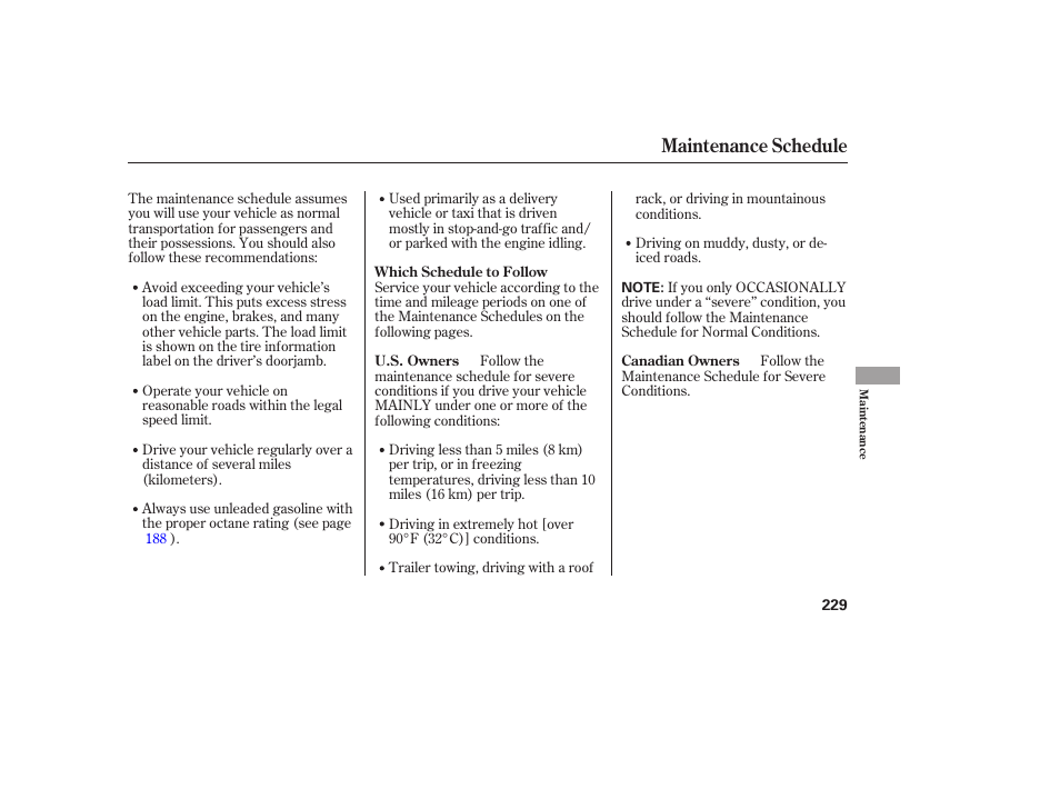 Maintenance schedule | Acura 2006 MDX - Owner's Manual User Manual | Page 230 / 311