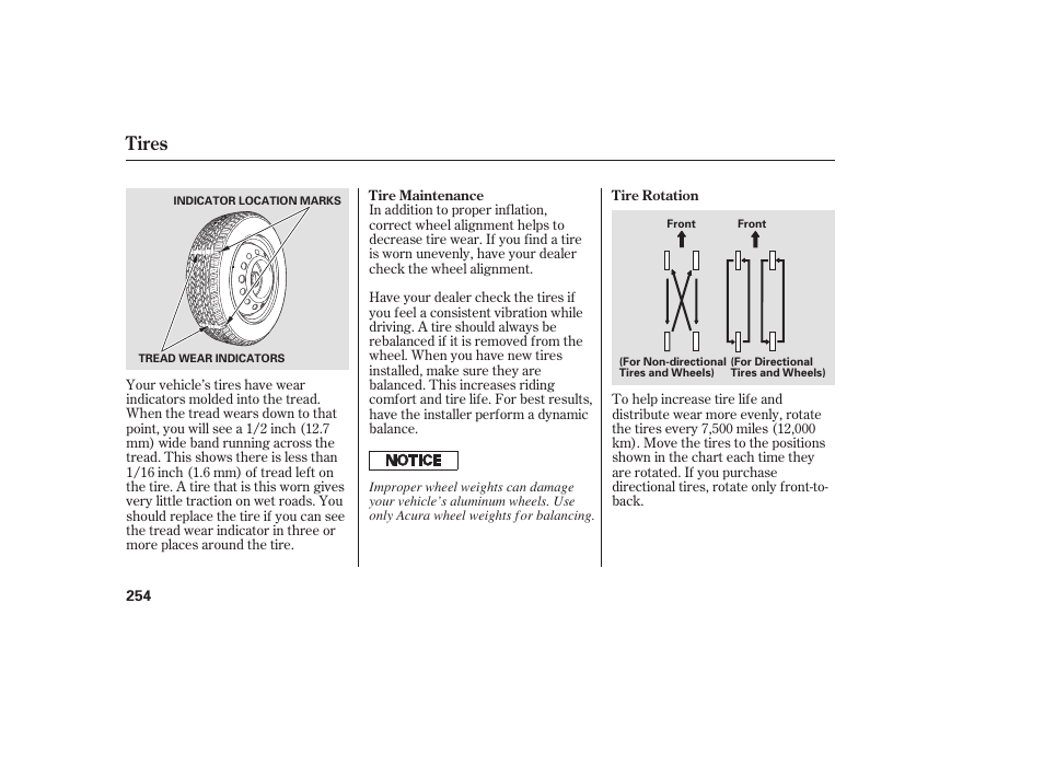 Tires | Acura 2006 MDX - Owner's Manual User Manual | Page 255 / 311