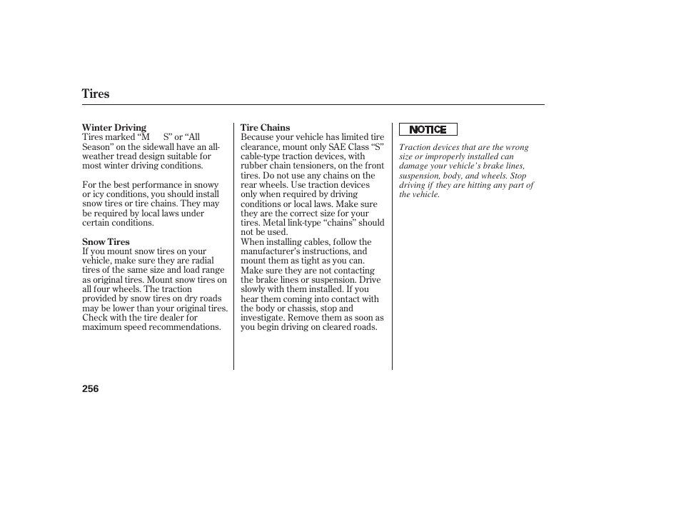 Tires | Acura 2006 MDX - Owner's Manual User Manual | Page 257 / 311