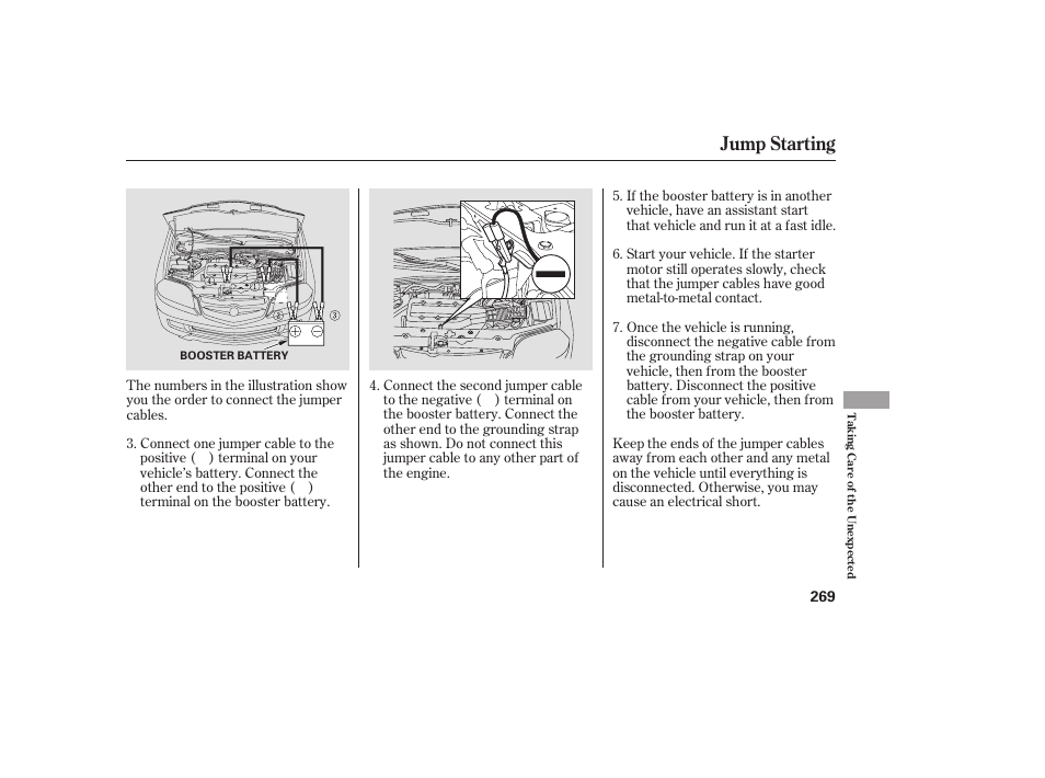Jump starting | Acura 2006 MDX - Owner's Manual User Manual | Page 270 / 311